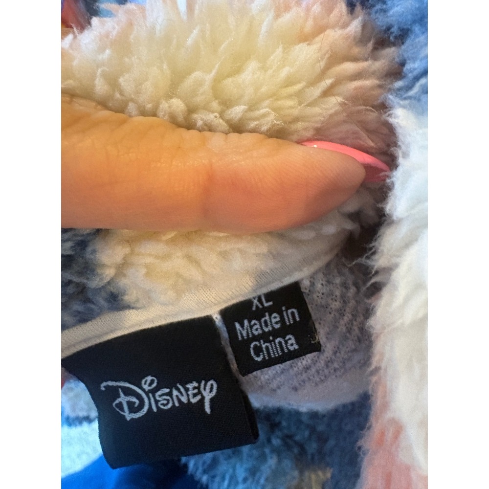 Disney Mickey Mouse Plaid Sherpa Fleece Teddy Jacket Pink Navy XL - Picture 2 of 8